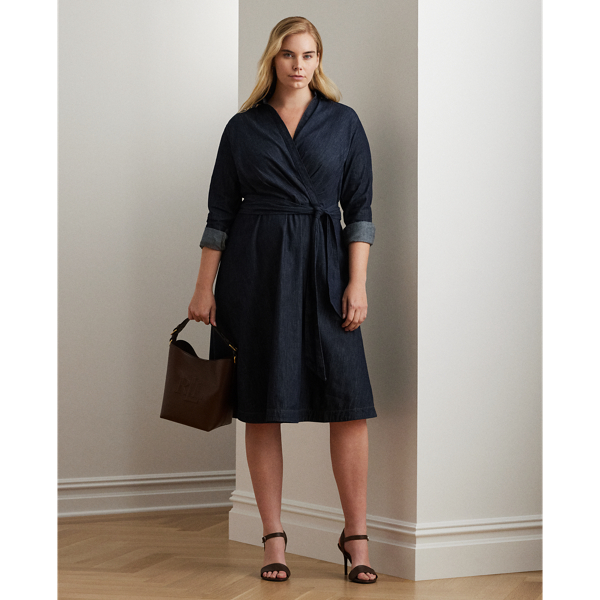 Denim Long-Sleeve Midi Dress