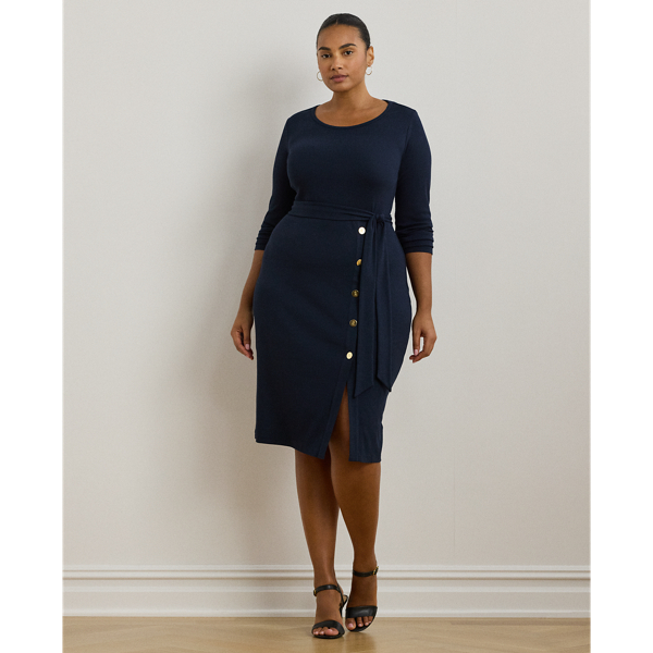 Belted Rib-Knit Dress