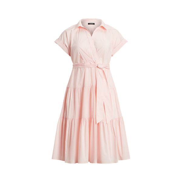 送料関税無料【LAUREN RALPH LAUREN】COTTON-BLEND TIERED DRESS Lauren Ralph Lauren, Women's, Belted Cotton-Blend Tiered
