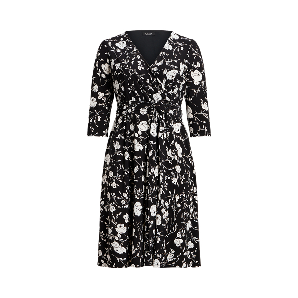 Floral Surplice Jersey Dress