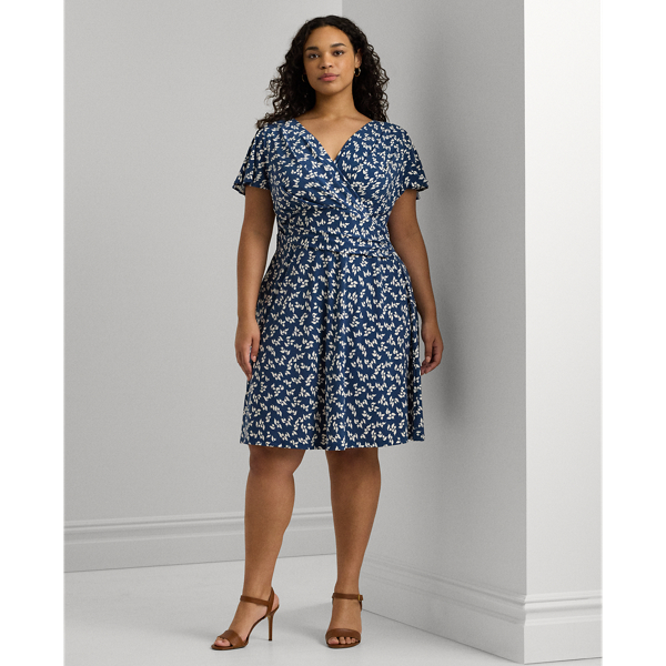 Floral Stretch Jersey Surplice Dress