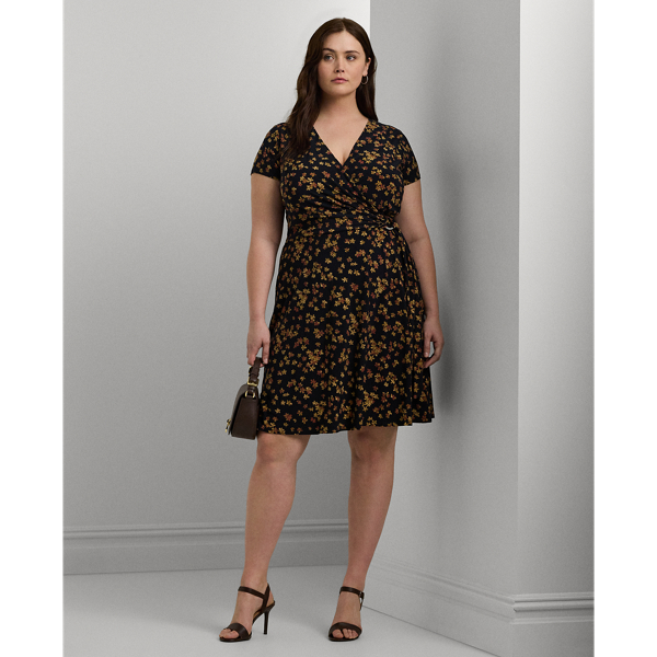 Floral Stretch Jersey Surplice Dress