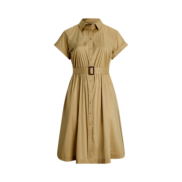 Belted Stretch-Cotton Blend Shirtdress