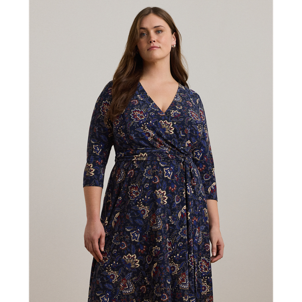 Lauren ralph lauren floral surplice jersey dress hotsell