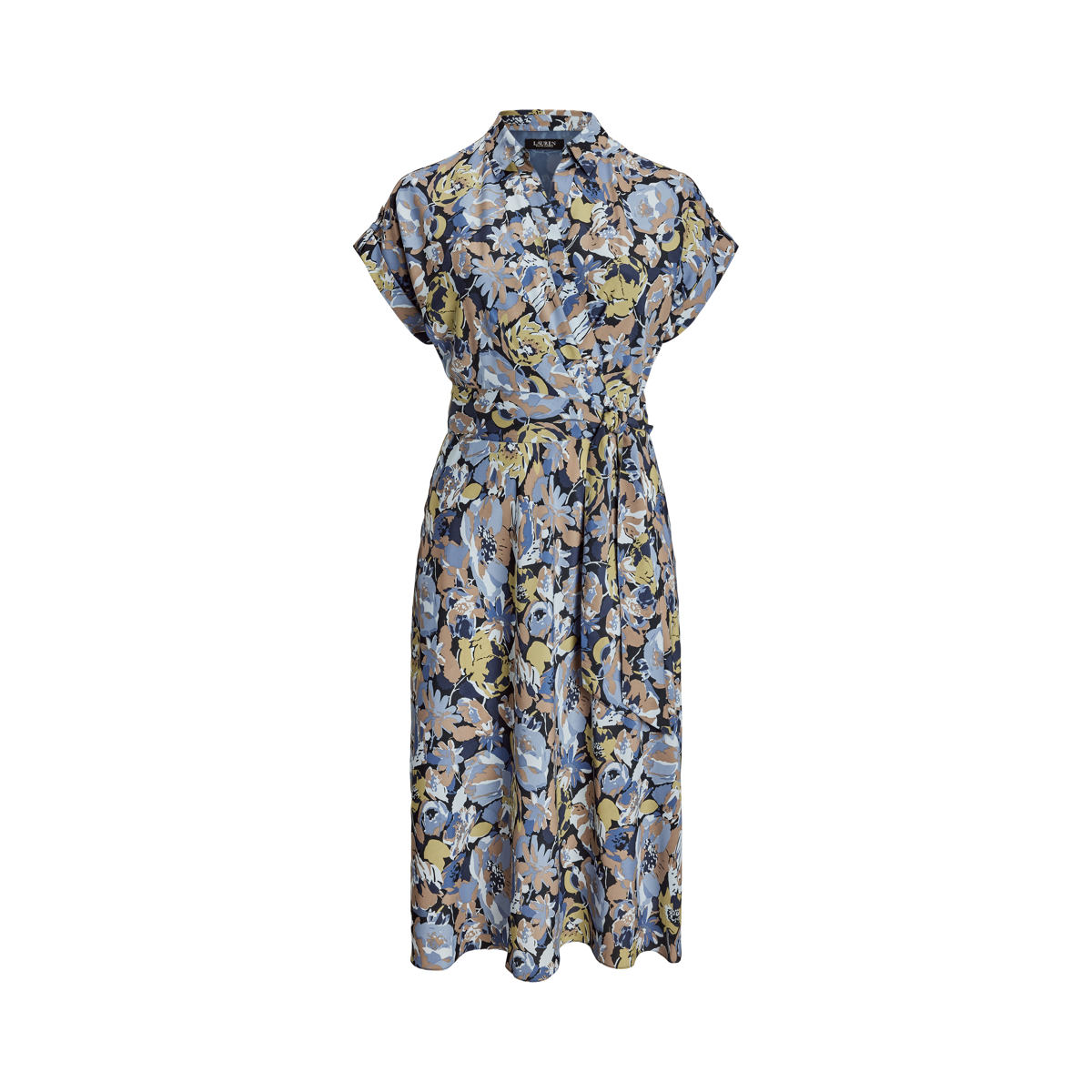 Floral Belted Crepe Dress