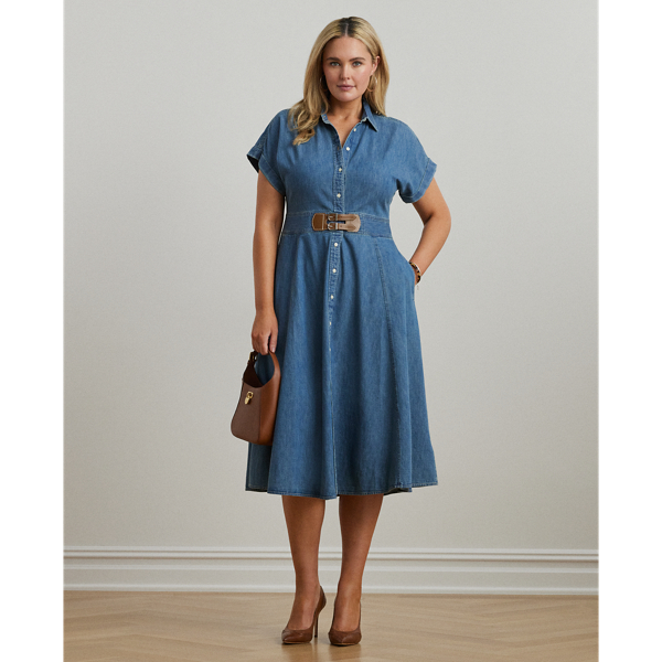 Robe-chemise à boucle en denim