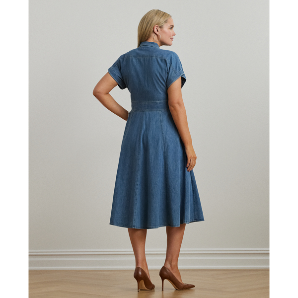 【RALPH LAUREN】Buckle-Trim デニム シャツドレス 半袖 ★ 上品 Lauren Ralph Lauren Women's Buckle-Trim Denim Shirtdress