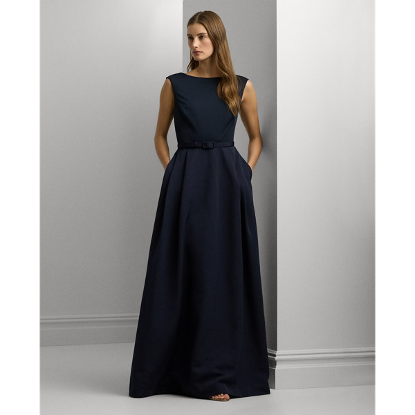 RALPH LAUREN Women's Navy Acid discount Wash Flutter Maxi Evening Dress Size: 2