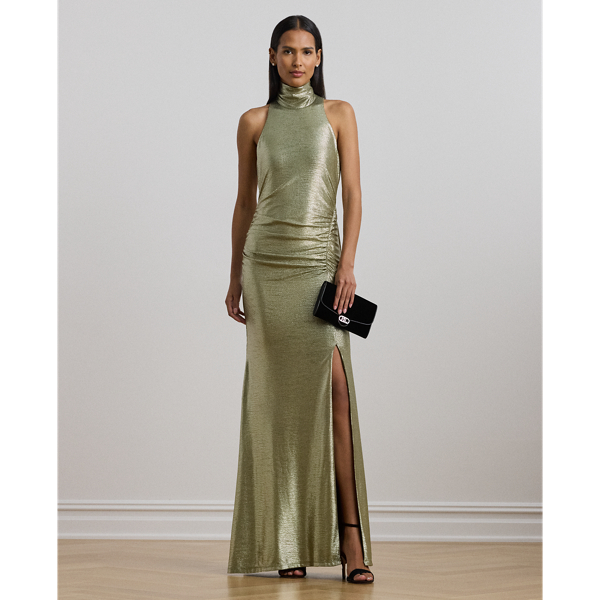 Robe de soirée métallisée sans manches