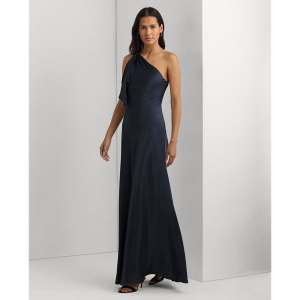 Satin Charmeuse One-Shoulder Gown