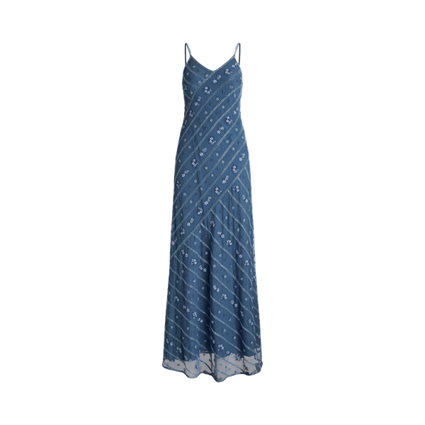 Vestido de noite sem mangas malha contas Lauren em 1