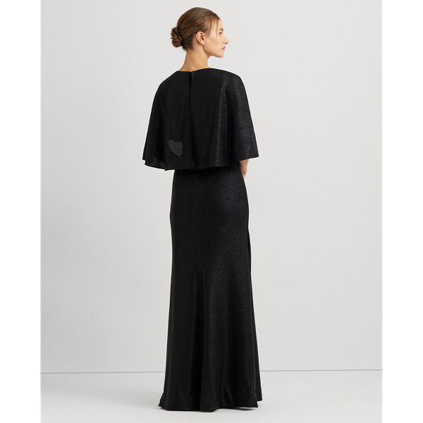 Metallic Cape-Abendkleid mit Twist-Front Lauren in Schwarz 5