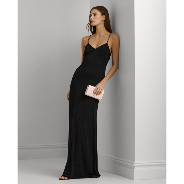 Jersey Twist-Back Sleeveless Gown