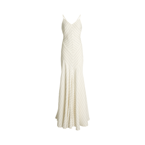 Chevron Linen-Blend Sleeveless Gown Lauren 1