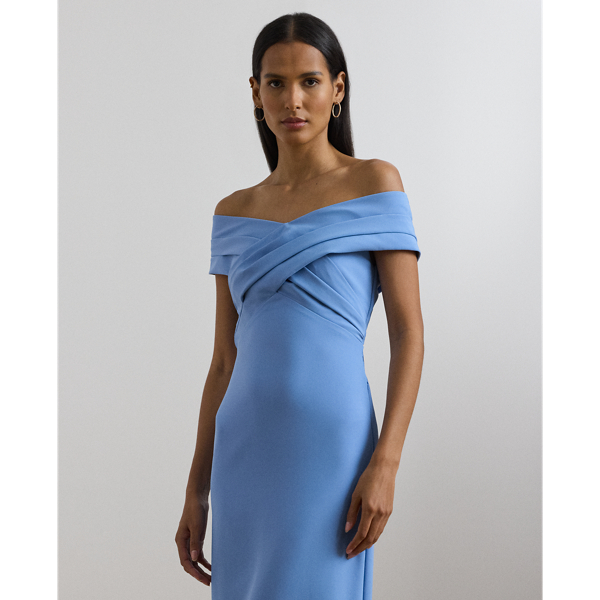 エレガント 【Ralph Lauren】クレープ オフショルダー ガウン Crepe Off-the-Shoulder Gown