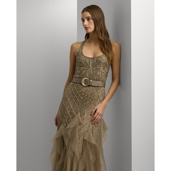 Mesh beaded dress hotsell