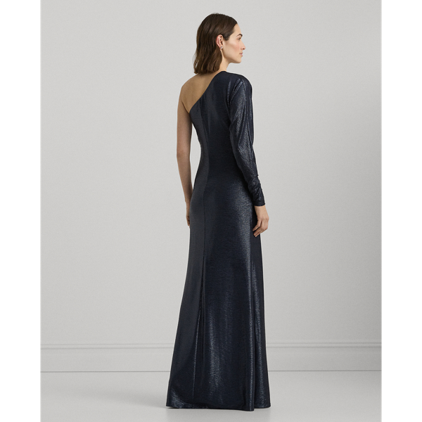 Metallic Knit One Shoulder Gown for Women Ralph Lauren PA