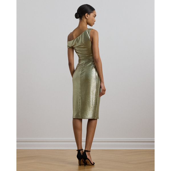 【Ralph Lauren】メタリックワンショルダーカクテルドレス Metallic One-Shoulder Cocktail Dress for Women | Ralph