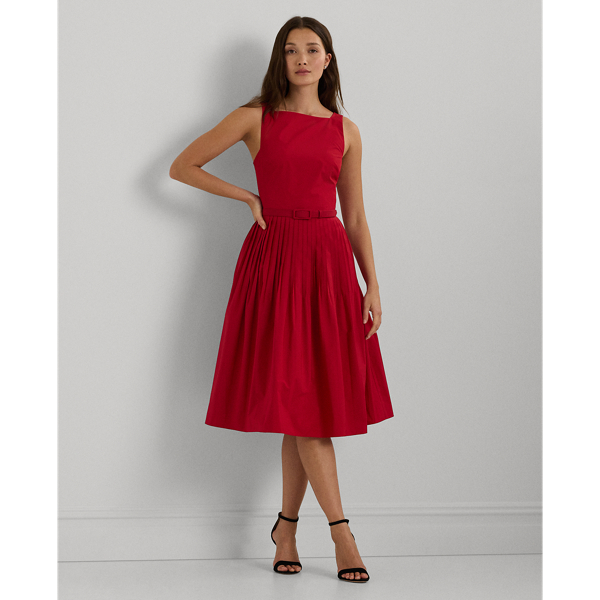 Belted Taffeta Cocktail Dress