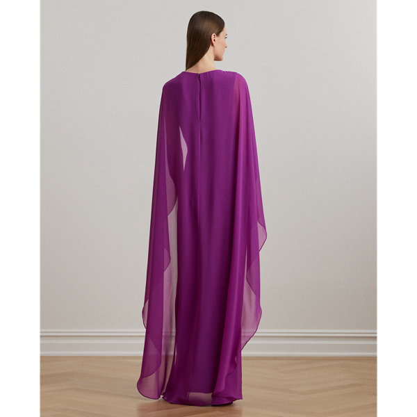 華やか【RALPH LAUREN】エレガントケープドレス★パープル Cape Georgette Gown for Women | Ralph Lauren® BR