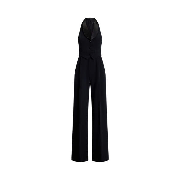 Satin Trim Crepe Sleeveless Jumpsuit for Women Ralph Lauren UK