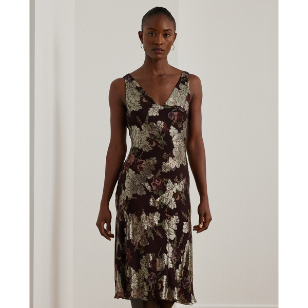 Floral Metallic Jacquard Cocktail Dress