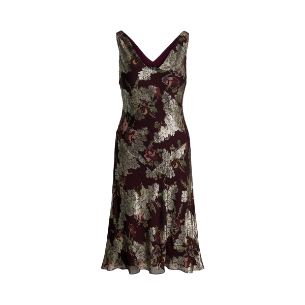 Floral Metallic Jacquard Cocktail Dress