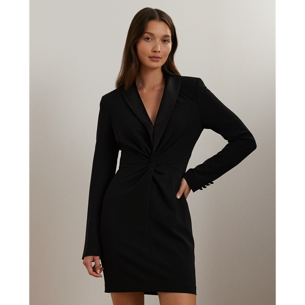 Satin-Trim Crepe Cocktail Dress