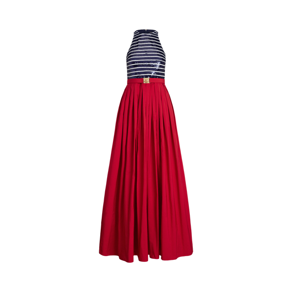 Belted Sequined Tulle & Taffeta Gown Lauren 1
