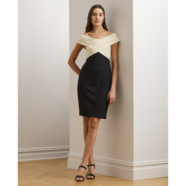 Black/Mascarpone Cream Schulterfreies Cocktailkleid Lauren 1