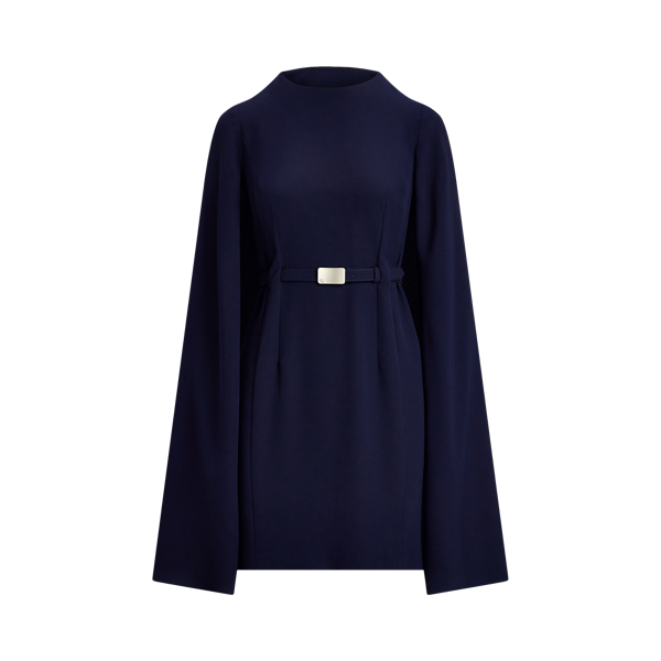 Belted Cape Georgette Cocktail Dress