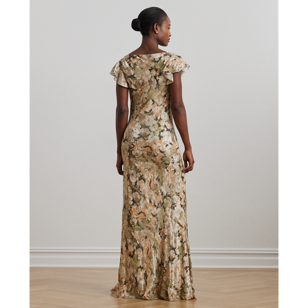 O Oai　　　　　　　　　　　　　　　【極上品】ＲＡＬＰＨ　ＬＡＵＲＥＮ Floral Metallic Jacquard Cowlneck Gown