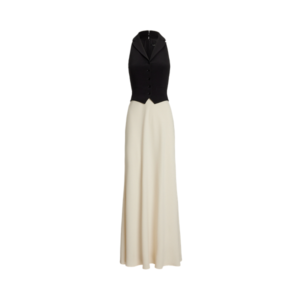 Robe sans manches en crêpe bicolore