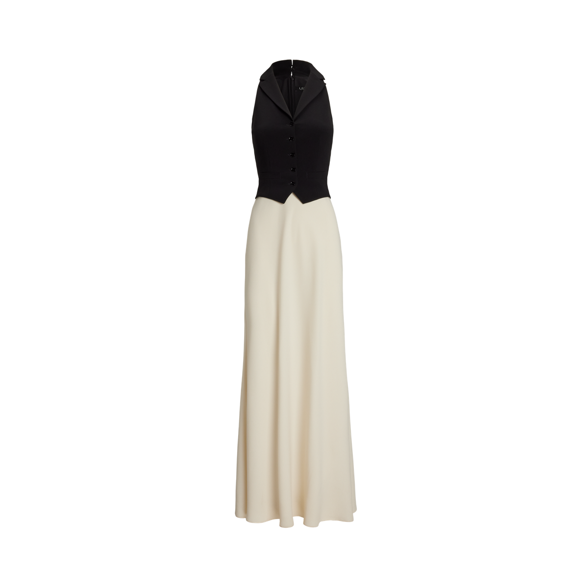 Two-Tone Crepe Sleeveless Gown