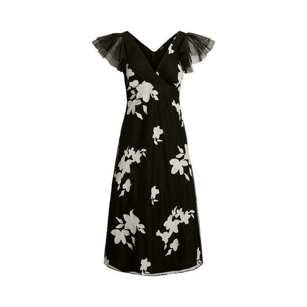 Floral Belted Faille Cocktail Dress
