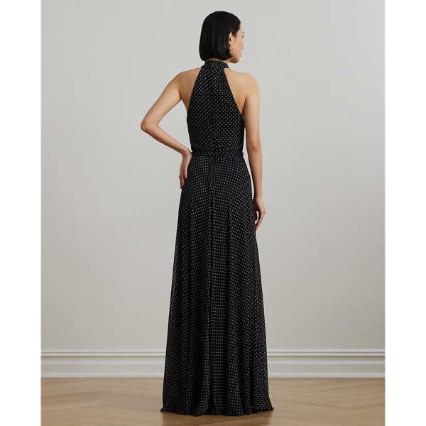【送料&関税込】Polo Ralph Lauren Polka Dot Maxi Halter Dres Polka-Dot Belted Georgette Halter Gown