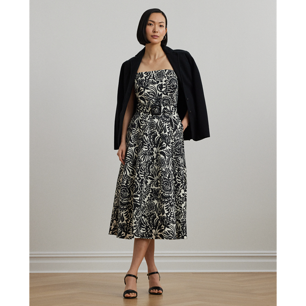 送関込☆RALPHLAUREN FLORAL BELTED FAILLE COCKTAIL DRESS Floral Belted Faille Cocktail Dress