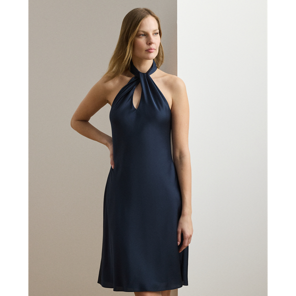 Charmeuse Halter Cocktail Dress