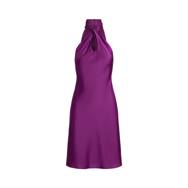 RALPH LAUREN カクテルドレス purple dove Satin Cape Cocktail Dress