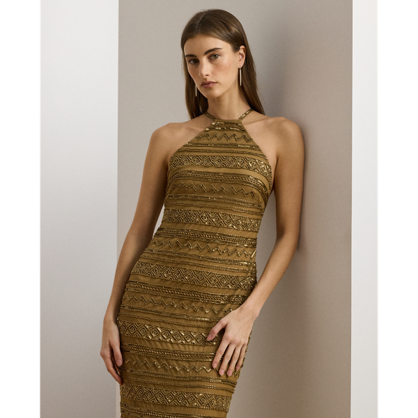 Beaded Mesh Halter Gown for Women | Ralph Lauren® BR