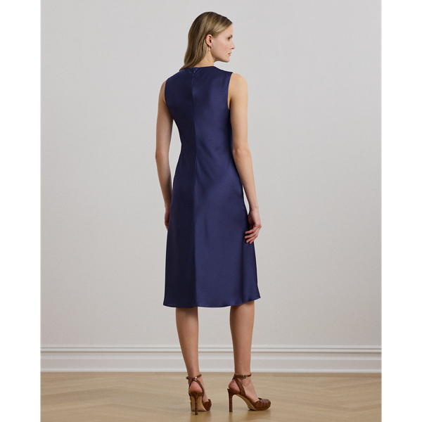 Pleated Satin Charmeuse Cocktail Dress