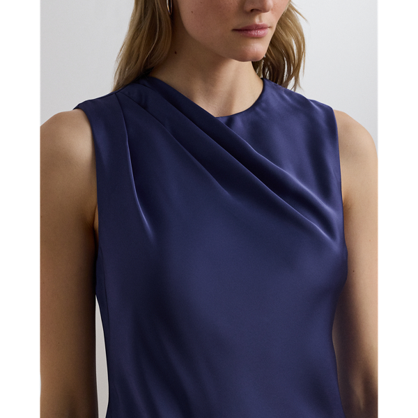 Pleated Satin Charmeuse Cocktail Dress
