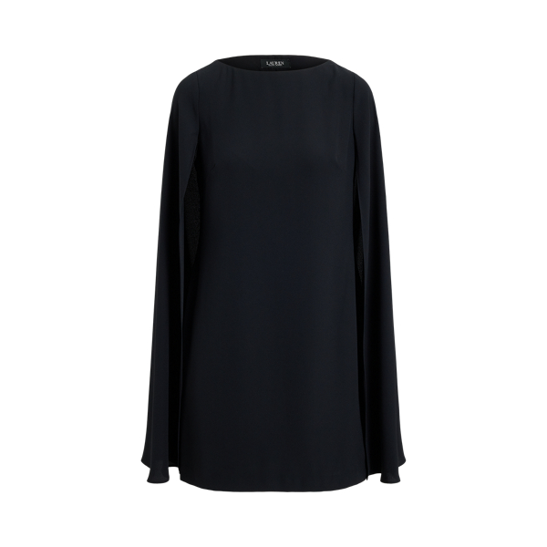Black Cape Georgette Cocktail Dress Lauren 1