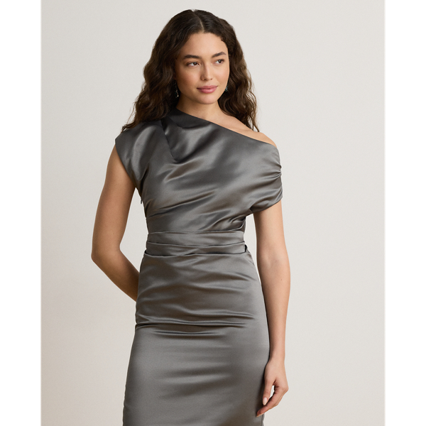 Satin Off-the-Shoulder Cocktail Dress