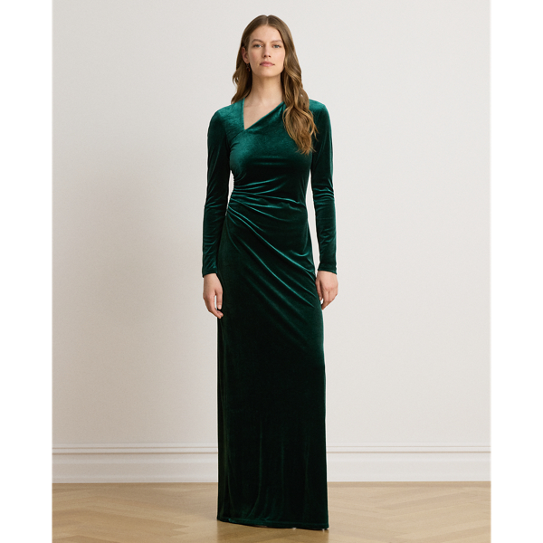 Vestido de veludo de manga comprida