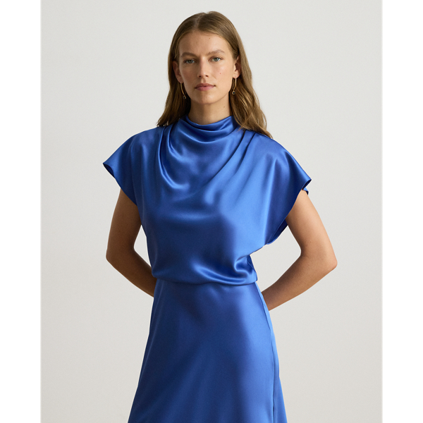 Charmeuse Mockneck Cocktail Dress