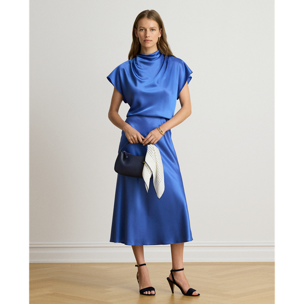 Charmeuse Mockneck Cocktail Dress