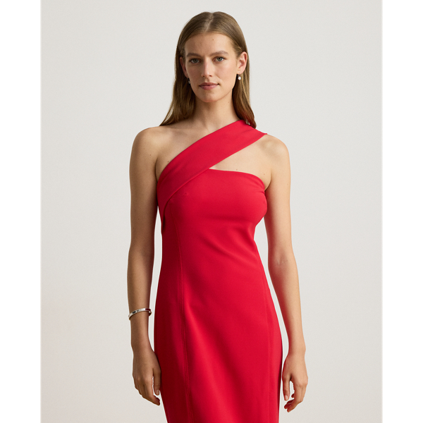 Vestido de noite assim&eacute;trico em faille