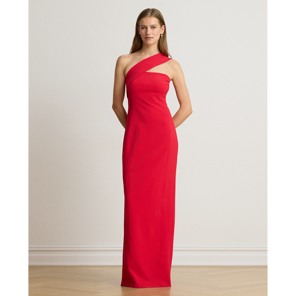 Vestido de noite assim&eacute;trico em faille