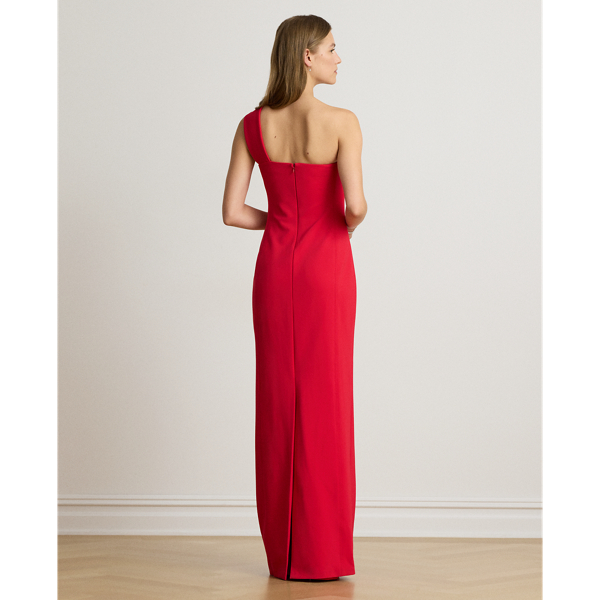 Vestido de noite assim&eacute;trico em faille